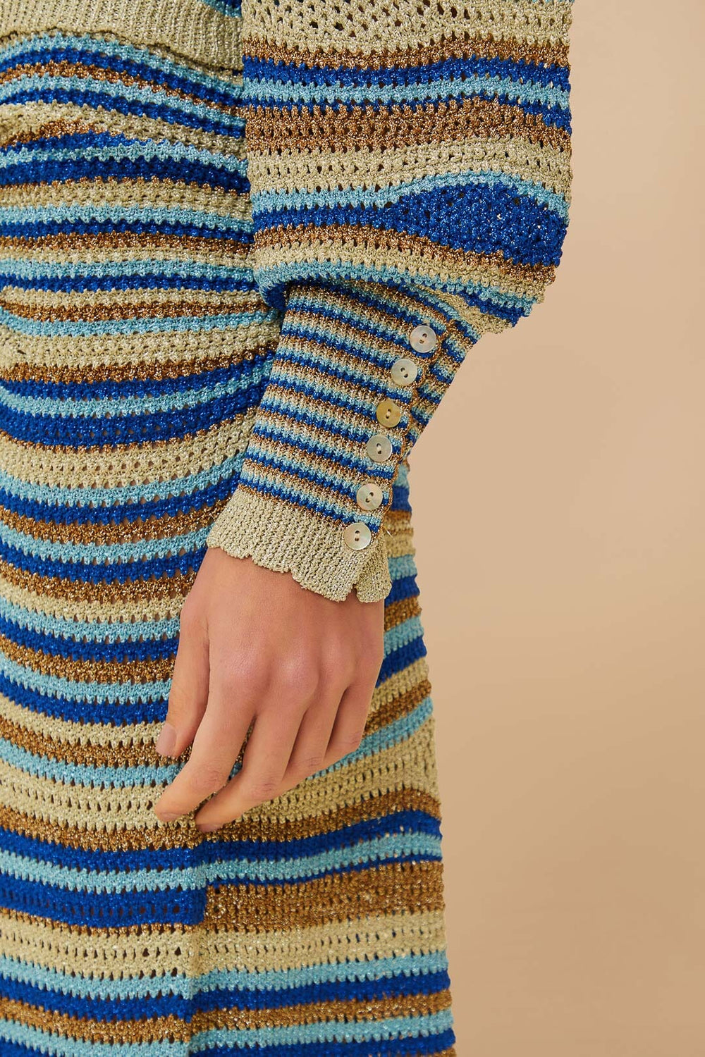 Blue Mixed Waves Knit Blouse | FARM Rio Women