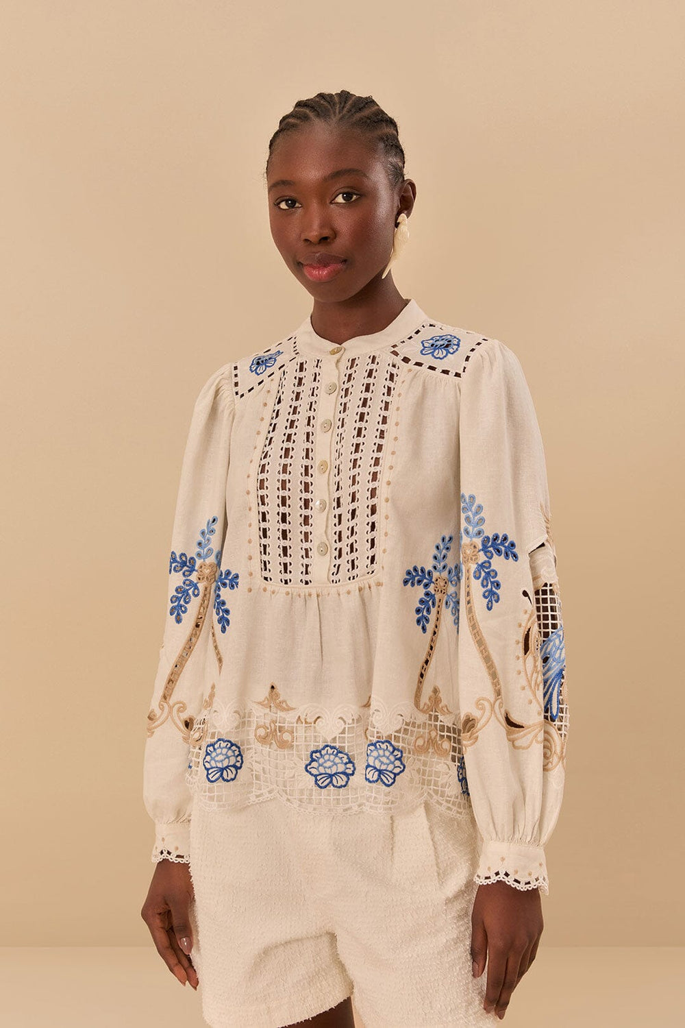 Off-White Romantic Richelieu Blouse | FARM Rio Women