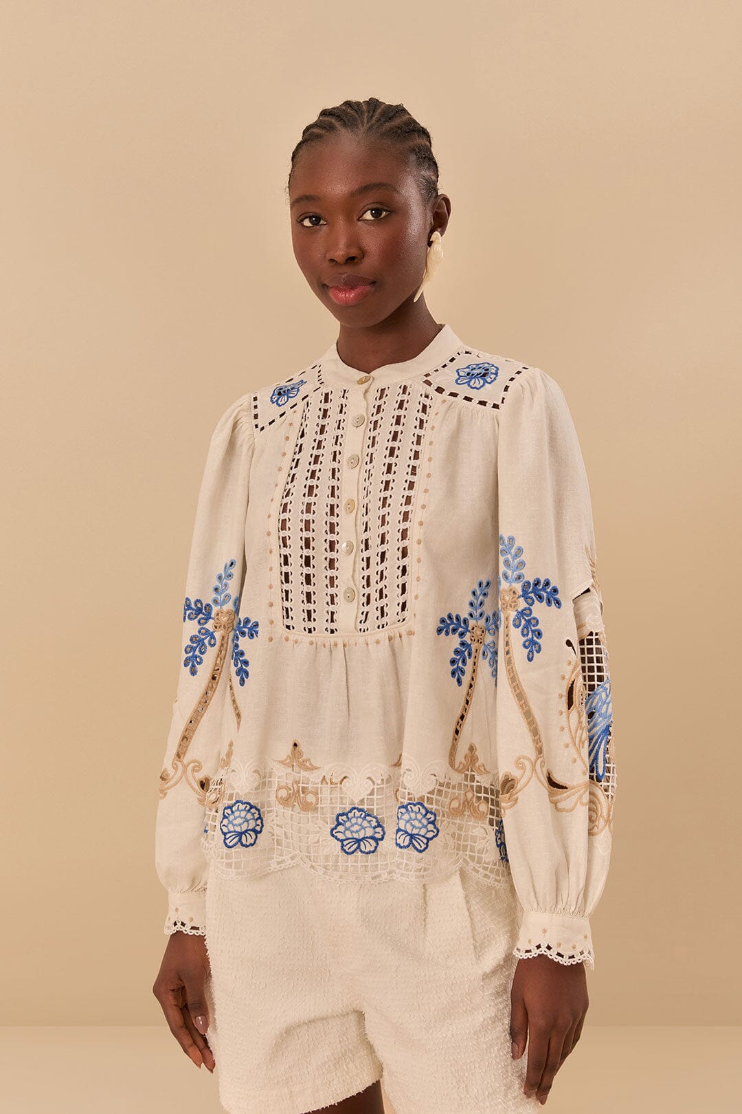 Off-White Romantic Richelieu Blouse | FARM Rio Women