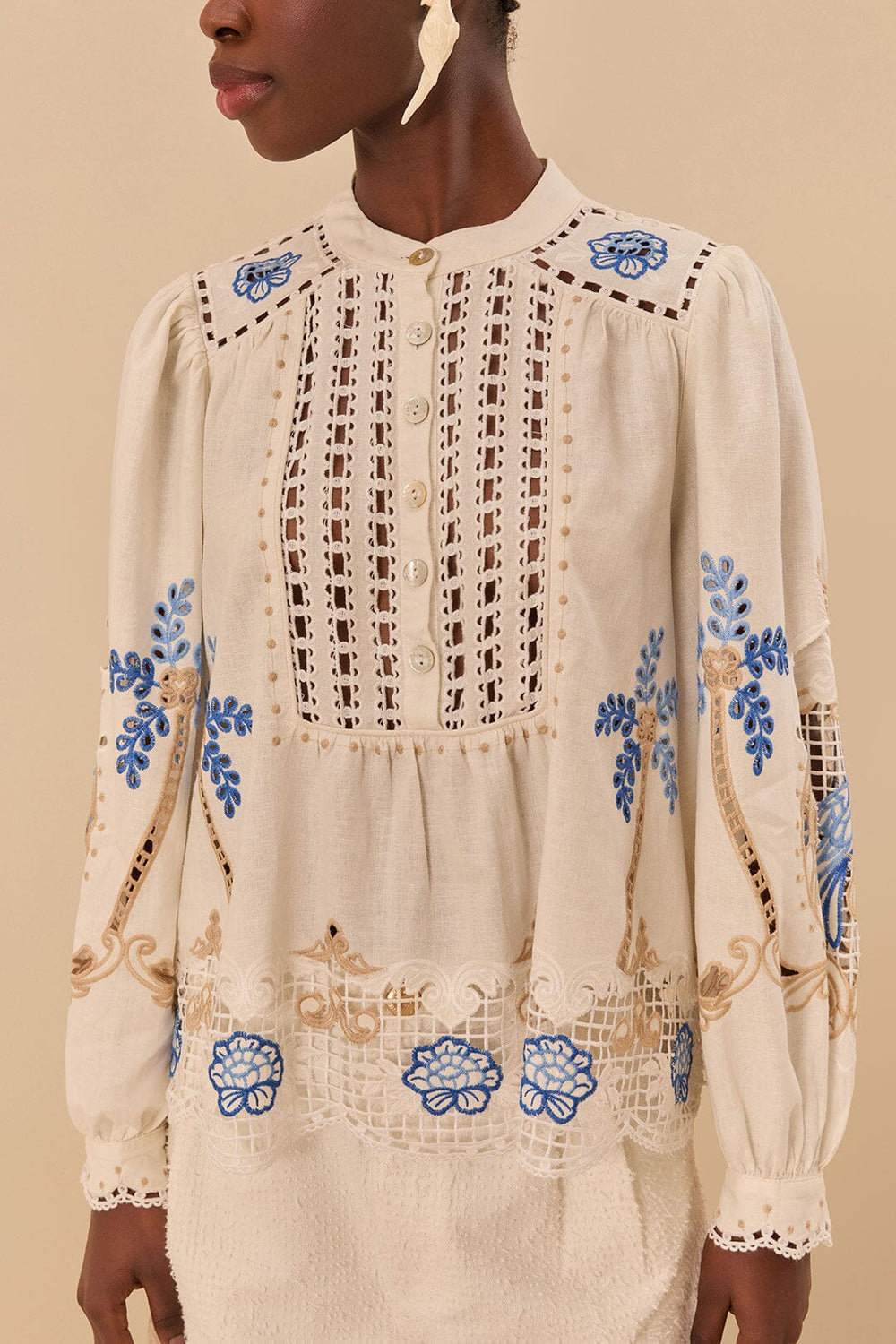 Off-White Romantic Richelieu Blouse | FARM Rio Women