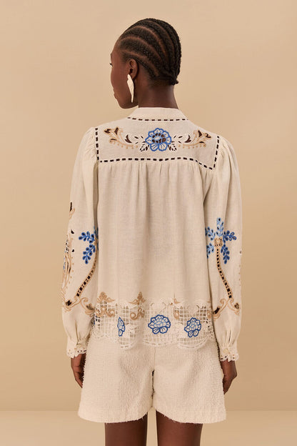 Off-White Romantic Richelieu Blouse | FARM Rio Women