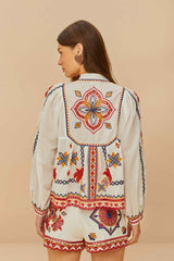 Off-White Marys Tiles Embroidered Blouse | FARM Rio Women