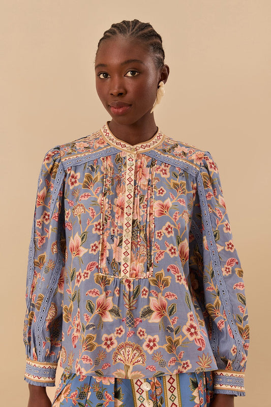 Blue Superbloom Tapestry Blouse | FARM Rio Women