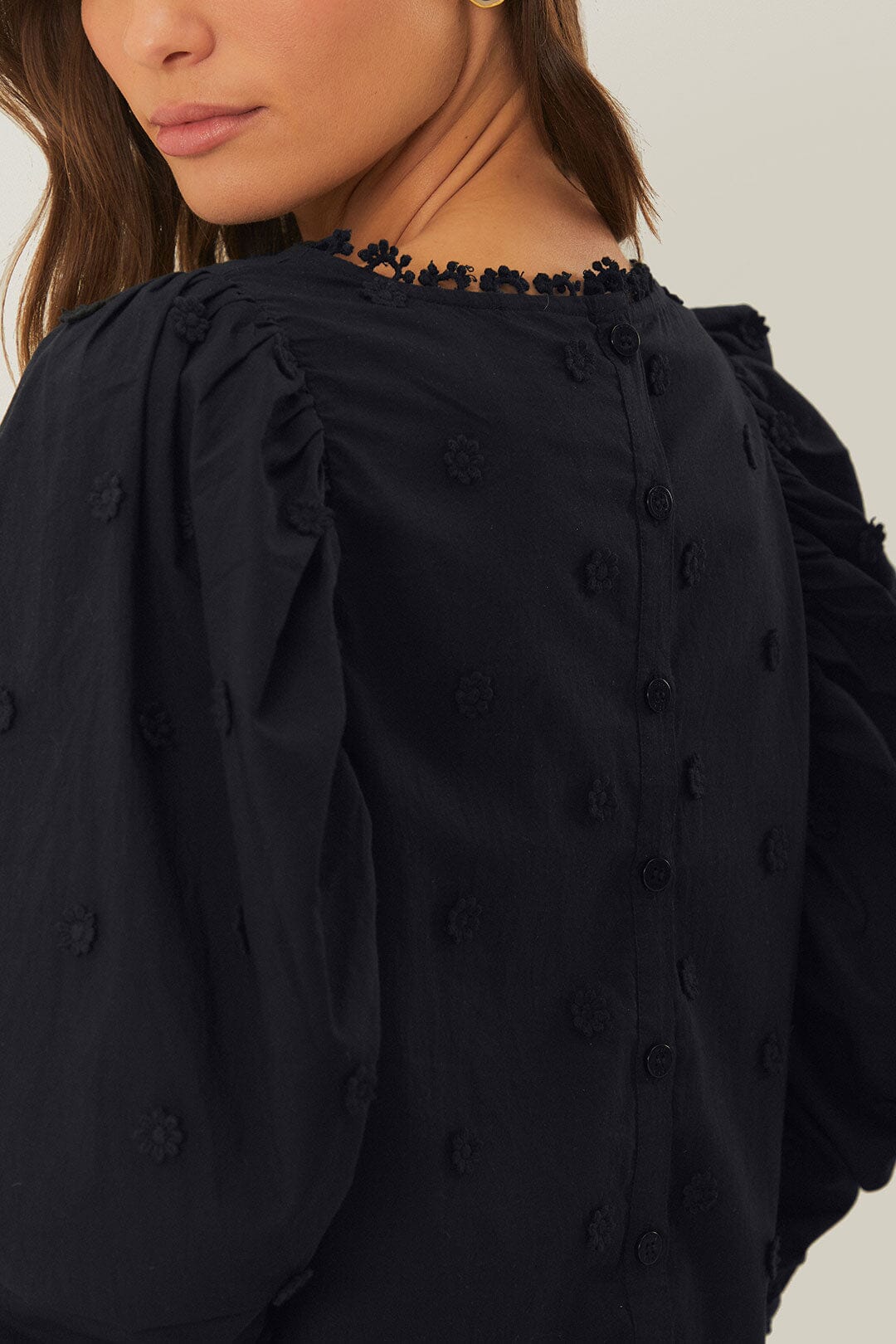 Black 3D Flowers Blouse | FARM Rio Women