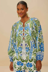 Off-White Tropicance Wavy Yoke Blouse | FARM Rio Women