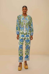 Off-White Tropicance Wavy Yoke Blouse | FARM Rio Women