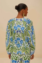 Off-White Tropicance Wavy Yoke Blouse | FARM Rio Women