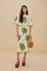 Off-White Maracana Bird Euroflax™ Premium Linen Blouse | FARM Rio Women