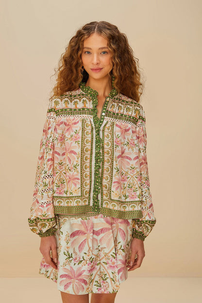 Off-White Palm Dream Blouse | FARM Rio Women