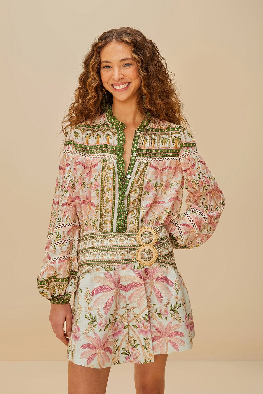 Off-White Palm Dream Blouse | FARM Rio Women