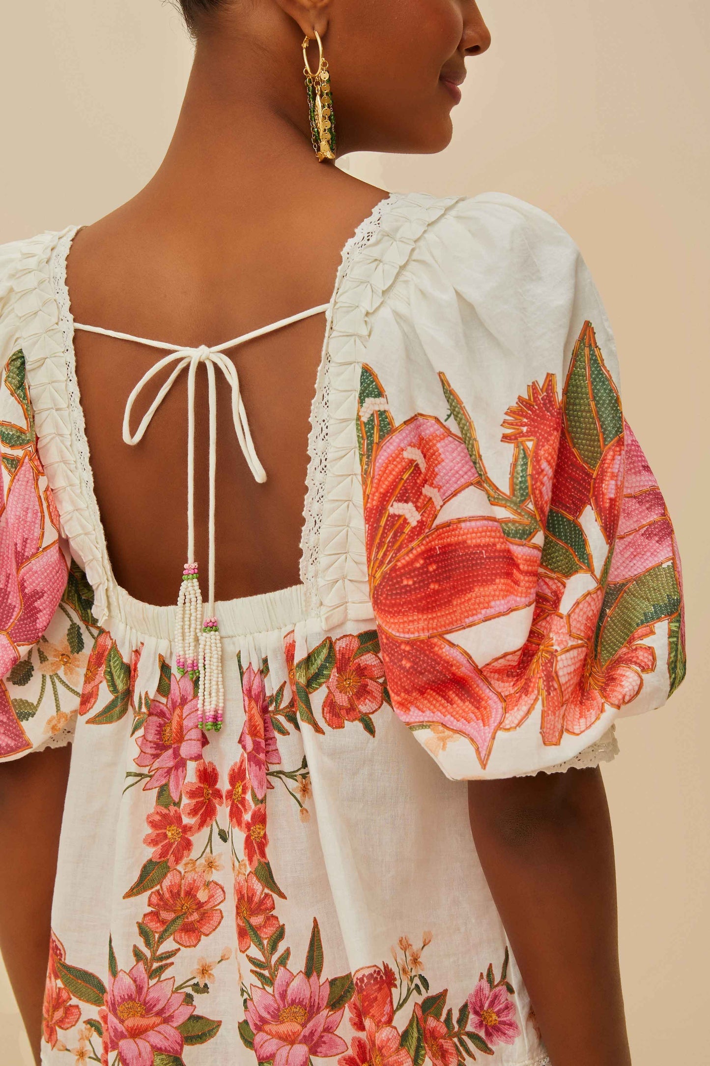 Off-White Summer Fruit Blouse | FARM Rio Women