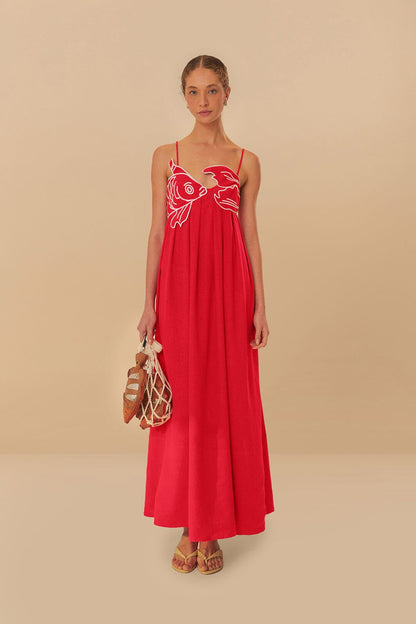 Red Fish Top Maxi Dress | FARM Rio Women