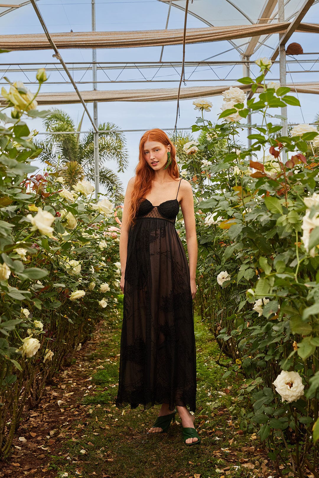 Black Special Lace Sleeveless Maxi Dress | FARM Rio Women