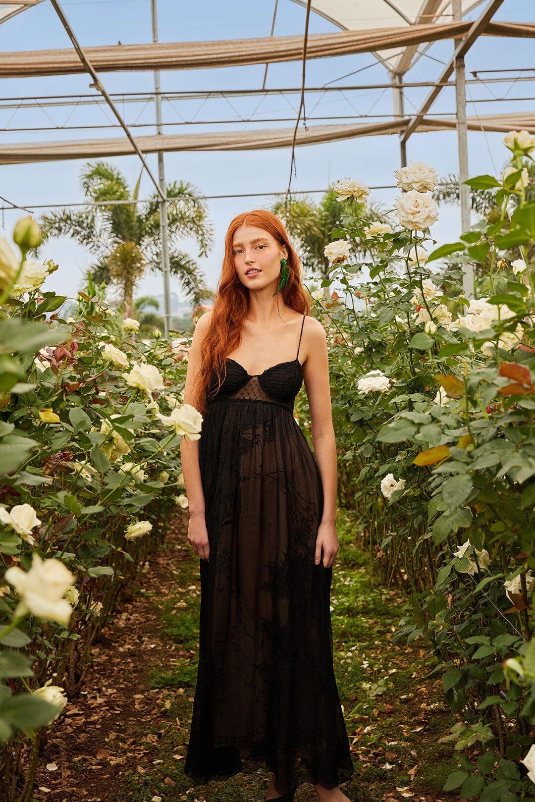 Black Special Lace Sleeveless Maxi Dress | FARM Rio Women