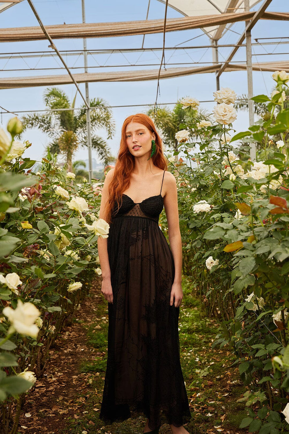 Black Special Lace Sleeveless Maxi Dress | FARM Rio Women