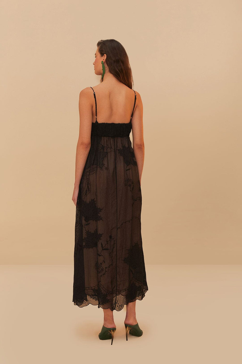 Black Special Lace Sleeveless Maxi Dress | FARM Rio Women