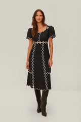 Black Short Sleeve LENZING™ ECOVERO™ Euroflax™ Maxi Dress | FARM Rio Women