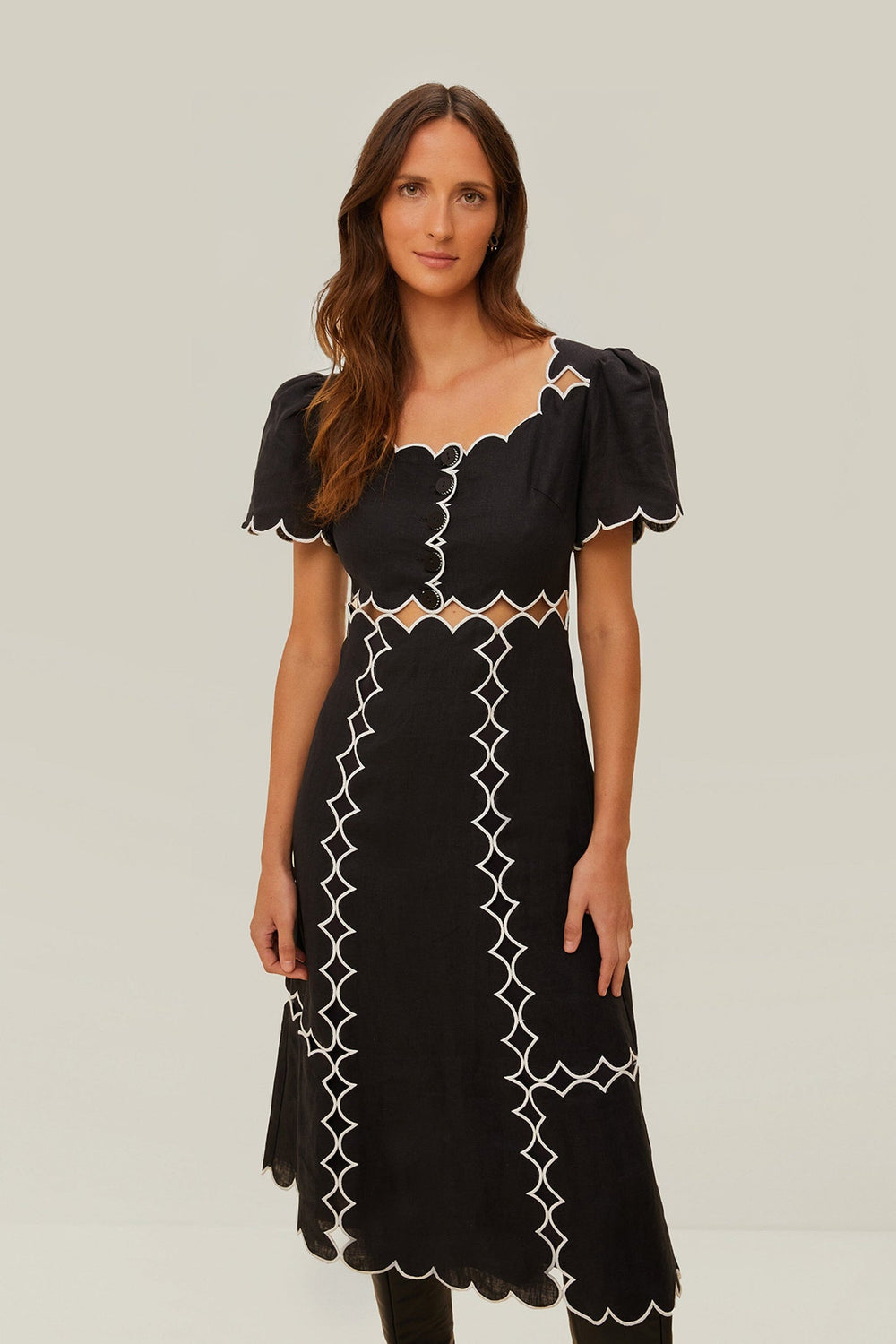 Black Short Sleeve LENZING™ ECOVERO™ Euroflax™ Maxi Dress | FARM Rio Women