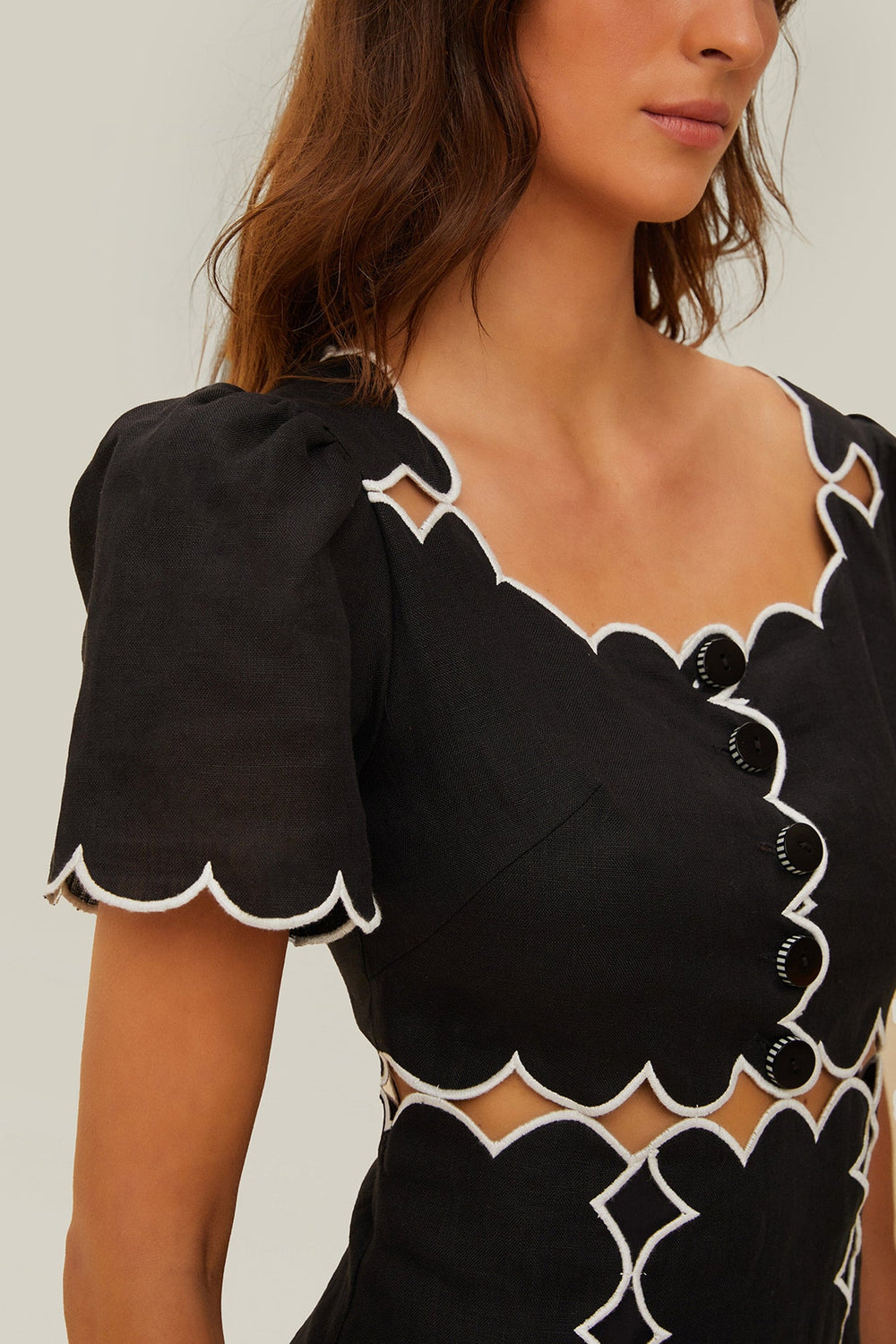 Black Short Sleeve LENZING™ ECOVERO™ Euroflax™ Maxi Dress | FARM Rio Women