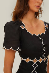 Black Short Sleeve LENZING™ ECOVERO™ Euroflax™ Maxi Dress | FARM Rio Women