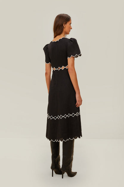 Black Short Sleeve LENZING™ ECOVERO™ Euroflax™ Maxi Dress | FARM Rio Women