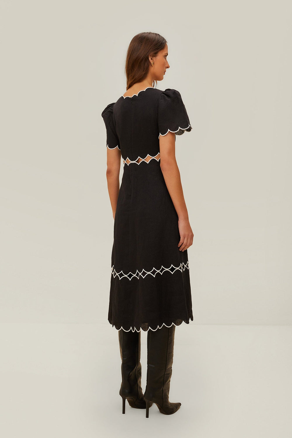 Black Short Sleeve LENZING™ ECOVERO™ Euroflax™ Maxi Dress | FARM Rio Women