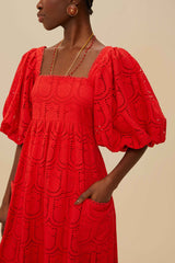 Red Pineapple Eyelet Maxi Dress | FARM Rio Women