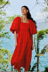 Red Pineapple Eyelet Maxi Dress | FARM Rio Women