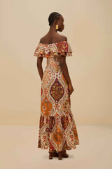 Multicolor Romantic Nature Off-Shoulder Maxi Dress | FARM Rio Women