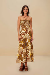 Sand Shell Mix Euroflax™ Premium Linen Maxi Dress | FARM Rio Women
