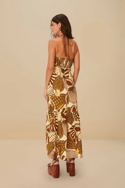 Sand Shell Mix Euroflax™ Premium Linen Maxi Dress | FARM Rio Women