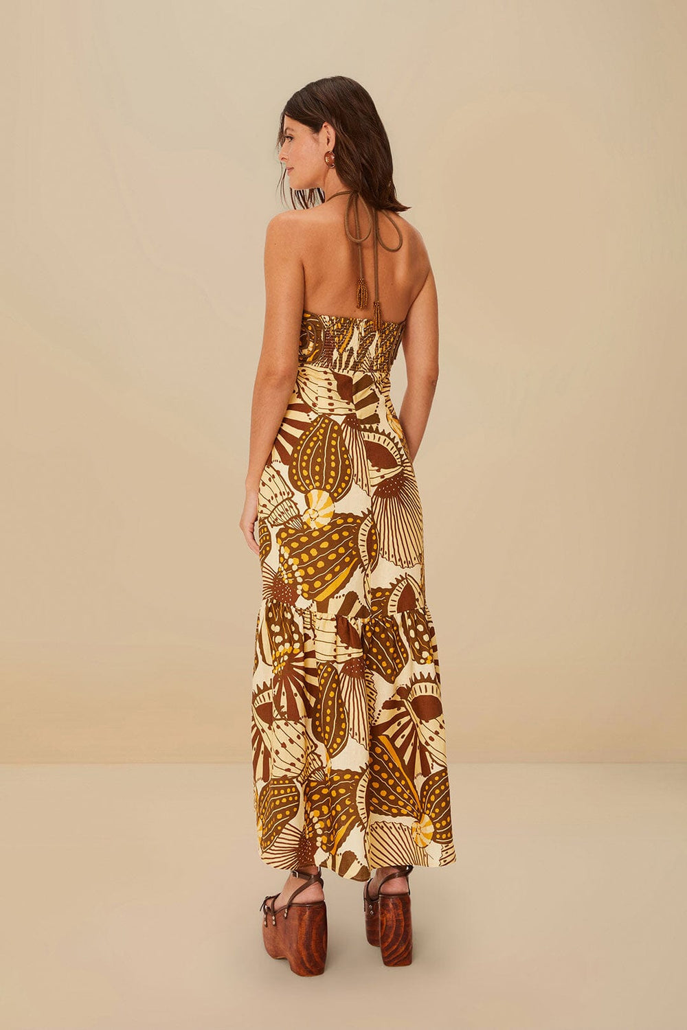 Sand Shell Mix Euroflax™ Premium Linen Maxi Dress | FARM Rio Women