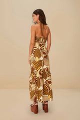 Sand Shell Mix Euroflax™ Premium Linen Maxi Dress | FARM Rio Women