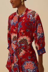 Luang Red Scarves Blue Maxi Dress | FARM Rio Women