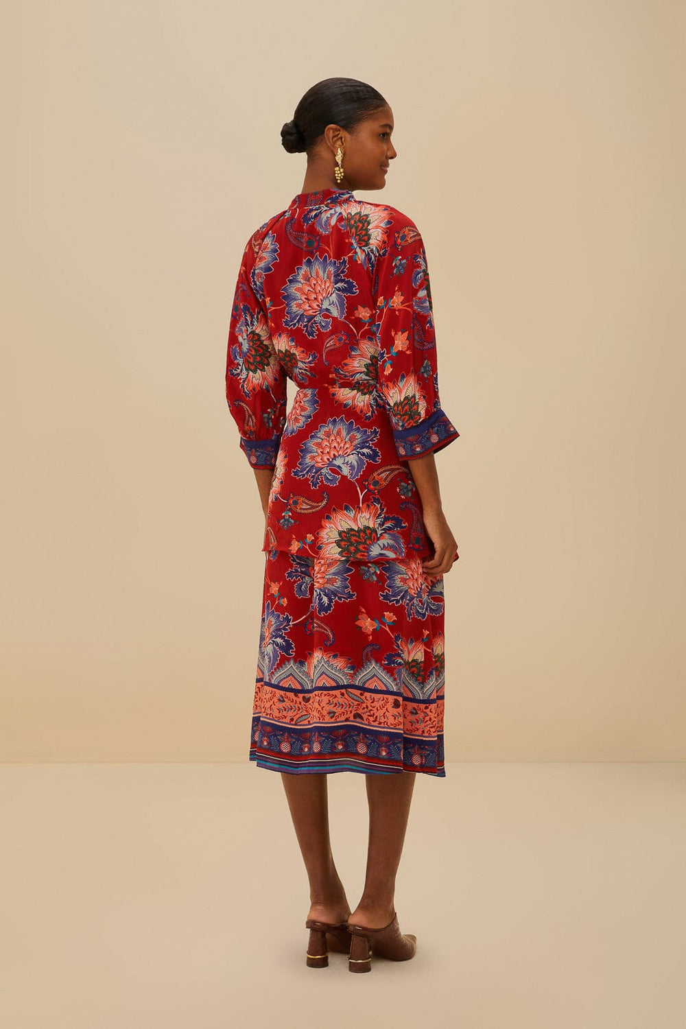 Luang Red Scarves Blue Maxi Dress | FARM Rio Women