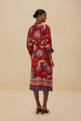 Luang Red Scarves Blue Maxi Dress | FARM Rio Women