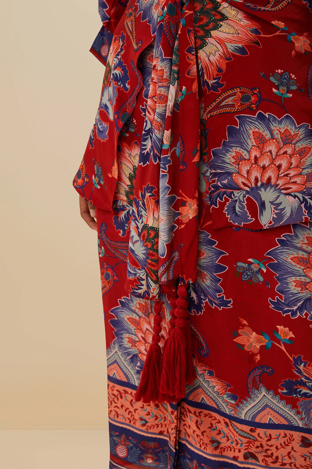 Luang Red Scarves Blue Maxi Dress | FARM Rio Women
