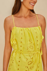 Yellow Richelieu Sleeveless LENZING™ ECOVERO™ Euroflax™ Maxi Dress | FARM Rio Women
