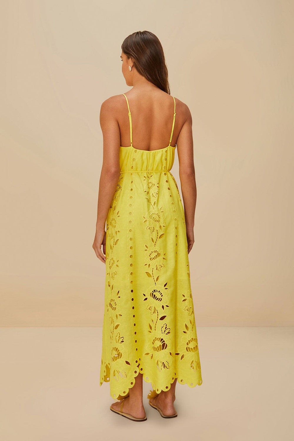 Yellow Richelieu Sleeveless LENZING™ ECOVERO™ Euroflax™ Maxi Dress | FARM Rio Women