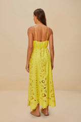 Yellow Richelieu Sleeveless LENZING™ ECOVERO™ Euroflax™ Maxi Dress | FARM Rio Women