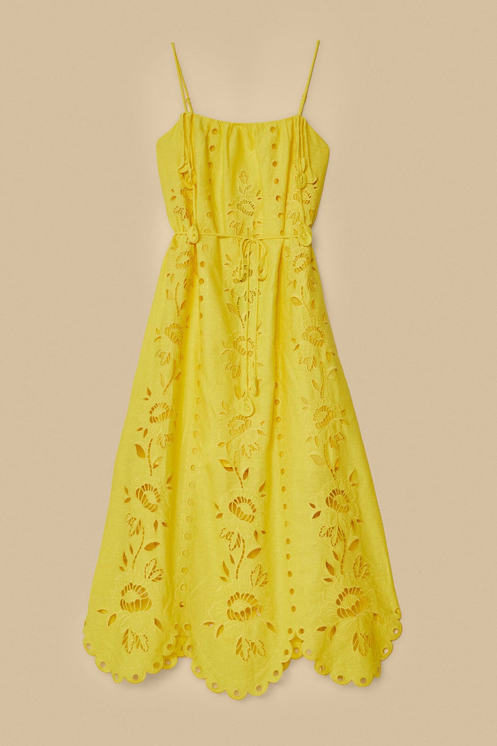 Yellow Richelieu Sleeveless LENZING™ ECOVERO™ Euroflax™ Maxi Dress | FARM Rio Women