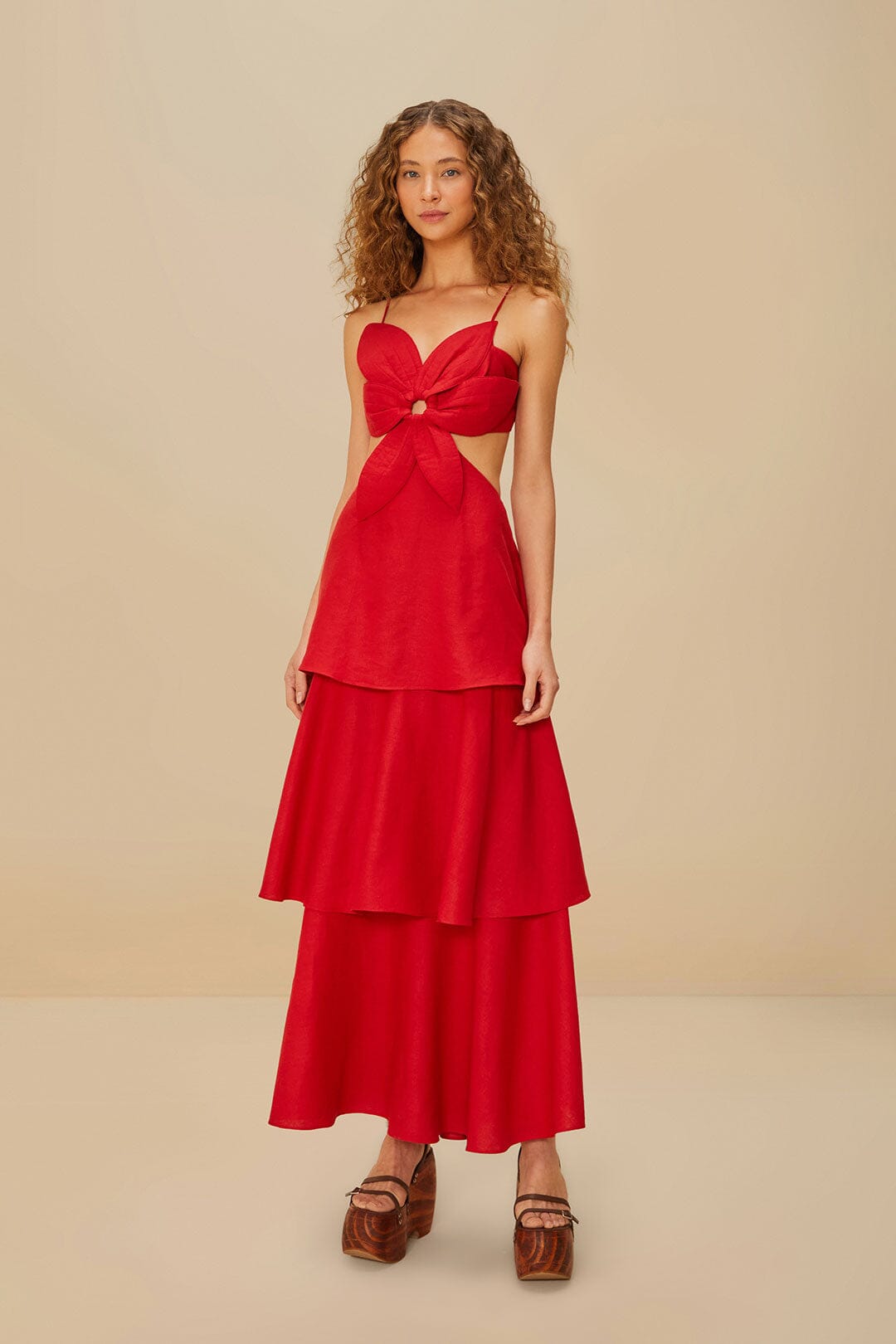 Red Flower LENZING™ ECOVERO™ Euroflax™ Maxi Dress | FARM Rio Women