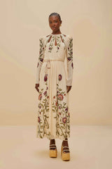 Multicolor Romantic Nature Long Sleeve Maxi Dress | FARM Rio Women