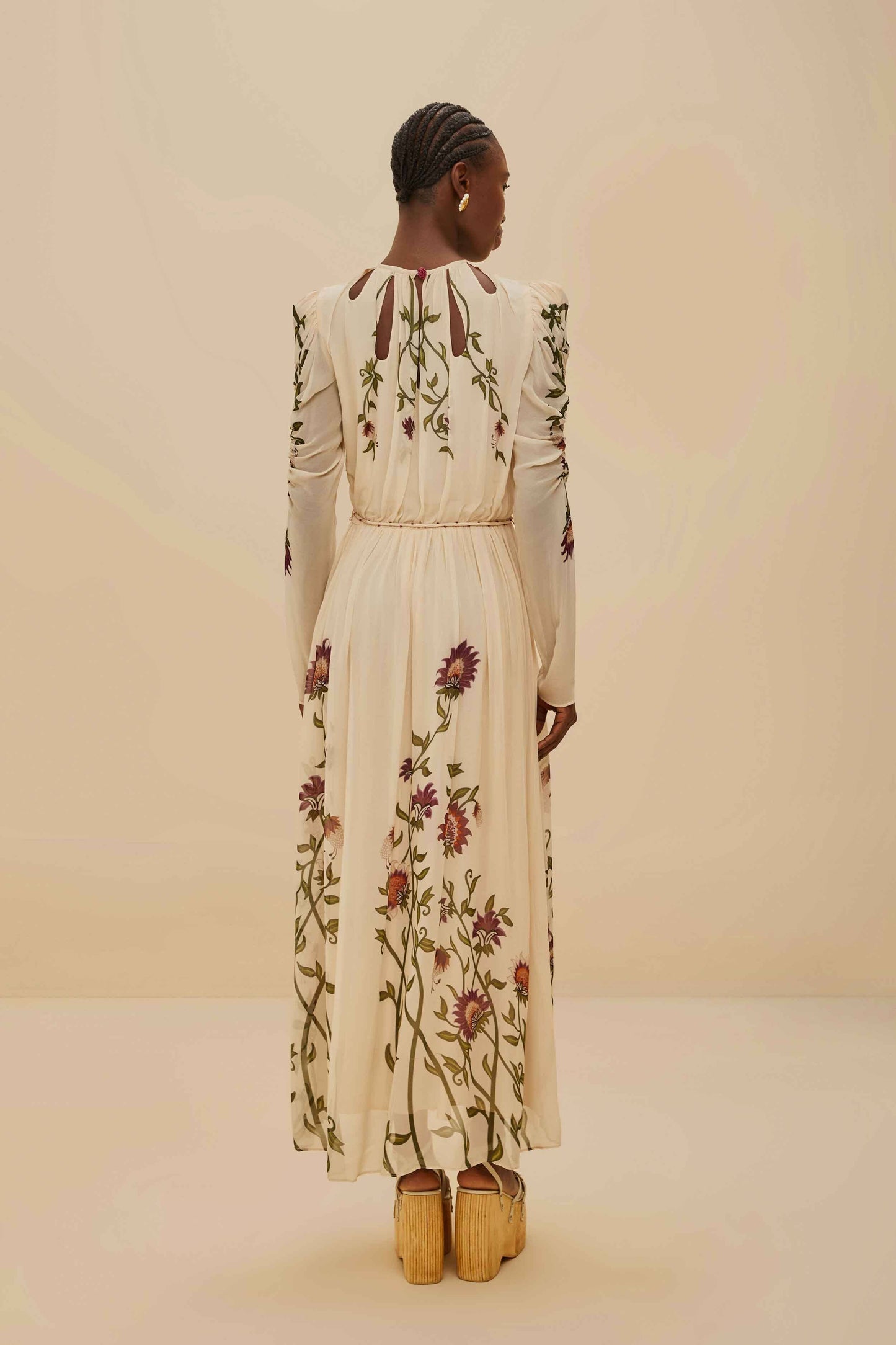 Multicolor Romantic Nature Long Sleeve Maxi Dress | FARM Rio Women