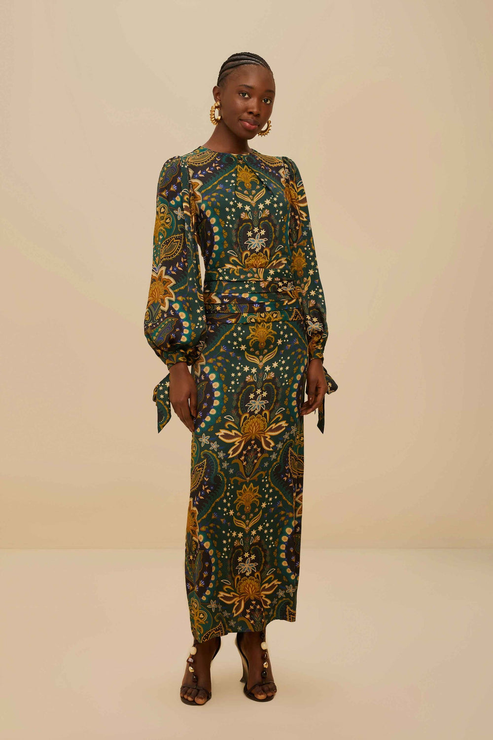 Black Jaipur LENZING™ ECOVERO™ Viscose Maxi Dress | FARM Rio Women