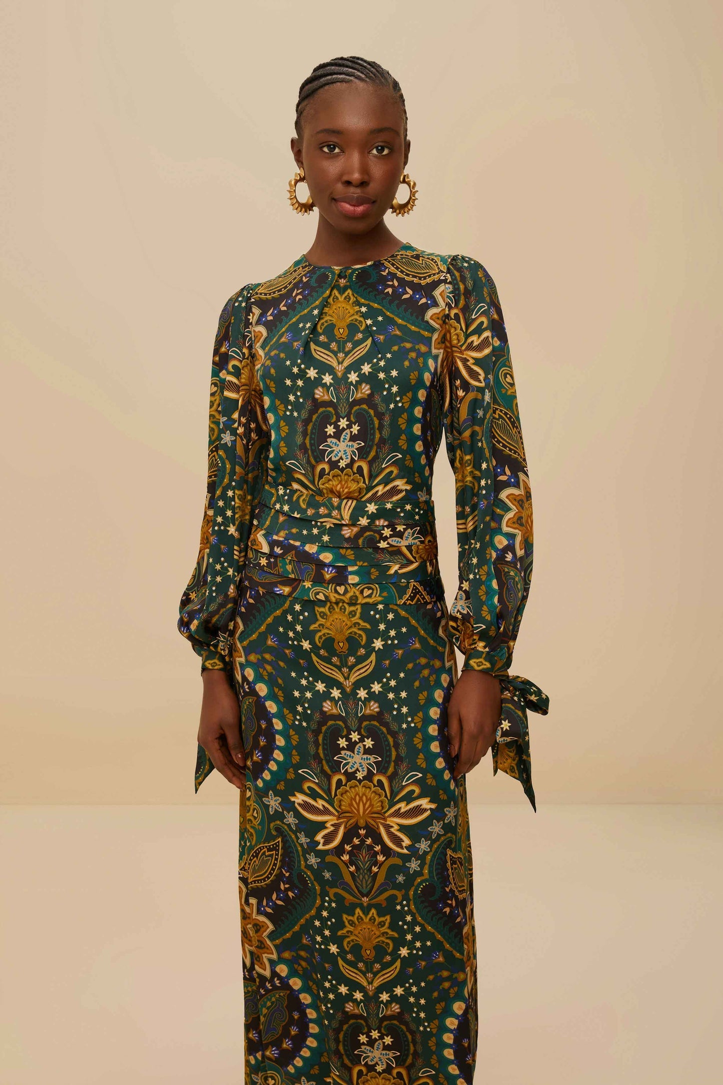 Black Jaipur LENZING™ ECOVERO™ Viscose Maxi Dress | FARM Rio Women
