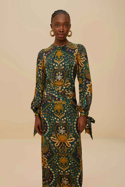 Black Jaipur LENZING™ ECOVERO™ Viscose Maxi Dress | FARM Rio Women
