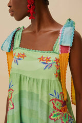 Multicolor Aura Floral Embroidered Euroflax™ Premium Linen Maxi Dress | FARM Rio Women