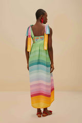Multicolor Aura Floral Embroidered Euroflax™ Premium Linen Maxi Dress | FARM Rio Women