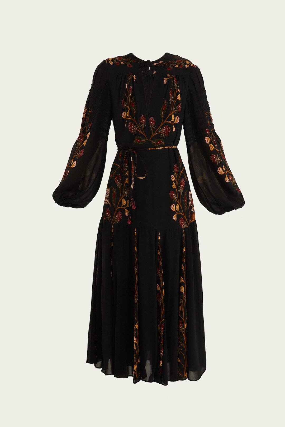 Black Berry Garden Long Sleeve Pleated Maxi Dress | FARM Rio | FARM Rio Women